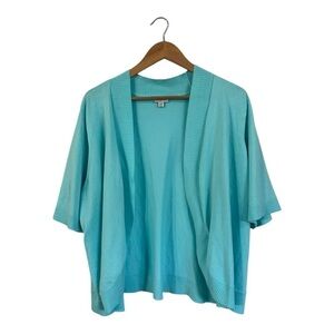 Avenue Plus Size 26/28 Cardigan Open Front Sweater Blue Aqua Cocoon